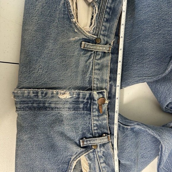 VTG Wrangler Light Wash Blue Denim Distressed Jeans USA Made 13 MWZ (34x29) - Picture 7 of 13